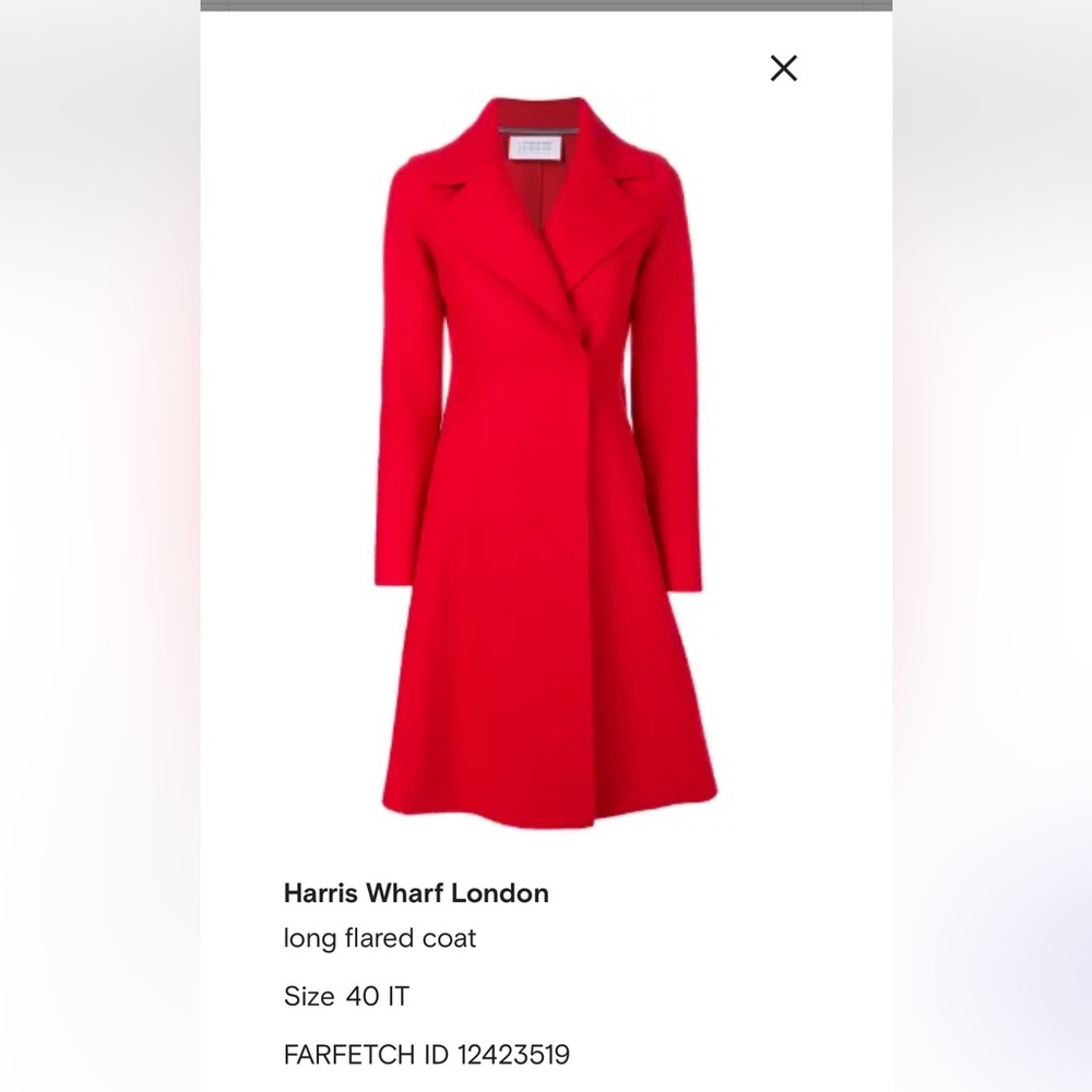 Harris Wharf London Red Long Flared Coat red size IT40